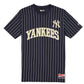 NEW YORK YANKEES MEN'S THROWBACK PINSTRIPE T-SHIRT - NAVY