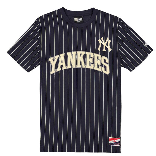 NEW YORK YANKEES MEN'S THROWBACK PINSTRIPE T-SHIRT - NAVY