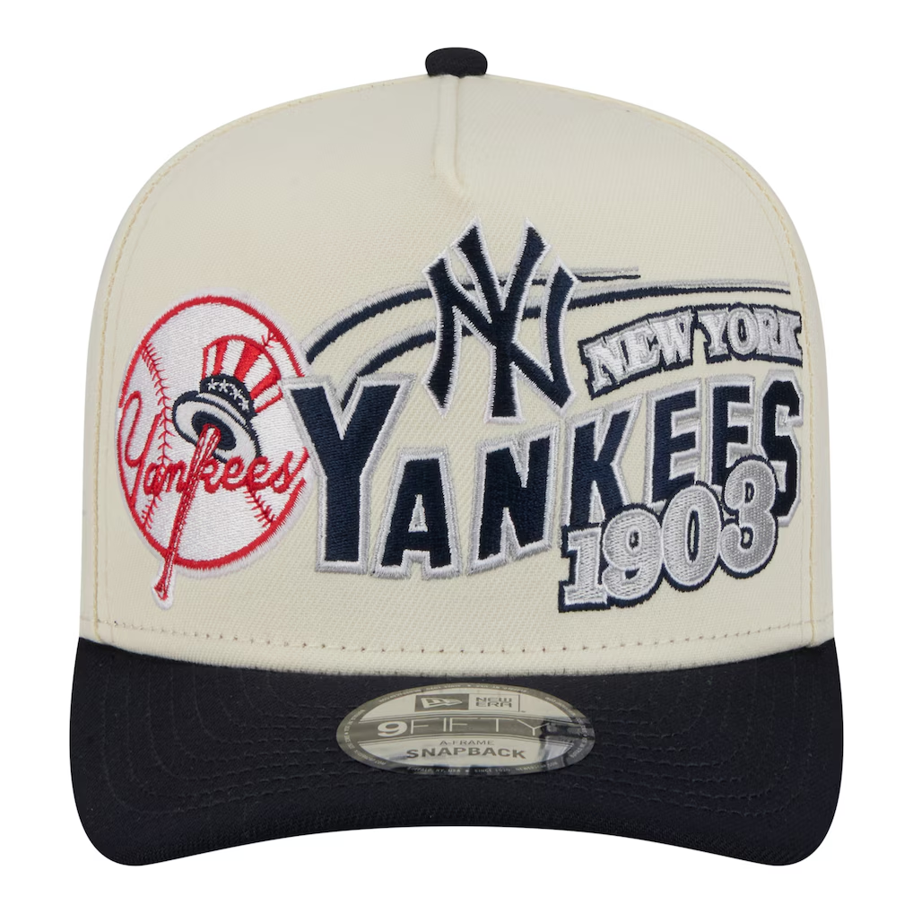 NEW YORK YANKEES NEW ERA CLASSIC 9FIFTY A-FRAME SNAPBACK HAT - CHROME WHITE/NAVY