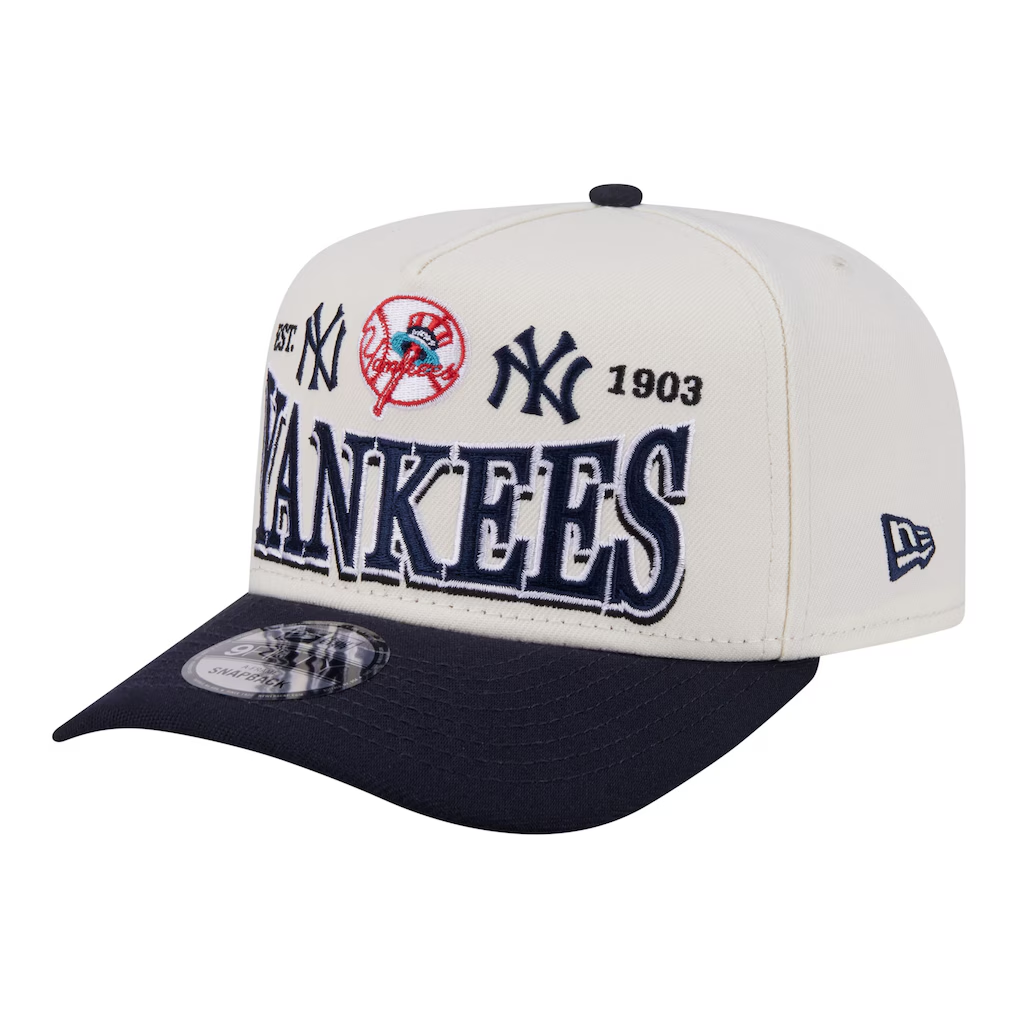NEW YORK YANKEES NEW ERA TRI-HIT 9FIFTY A-FRAME SNAPBACK HAT - CHROME WHITE/NAVY