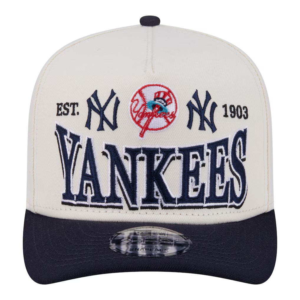 NEW YORK YANKEES NEW ERA TRI-HIT 9FIFTY A-FRAME SNAPBACK HAT - CHROME WHITE/NAVY