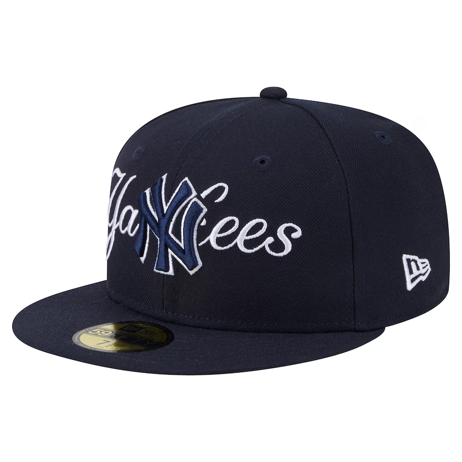 NEW YORK YANKEES OVERLAP 59FIFTY FITTED HAT - NAVY – JR'S SPORTS