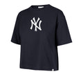 NEW YORK YANKEES WOMEN'S '47 BRAND BACK OUT CITY CROP T-SHIRT - NAVY