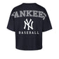 NEW YORK YANKEES WOMEN'S '47 BRAND BACK OUT CITY CROP T-SHIRT - NAVY