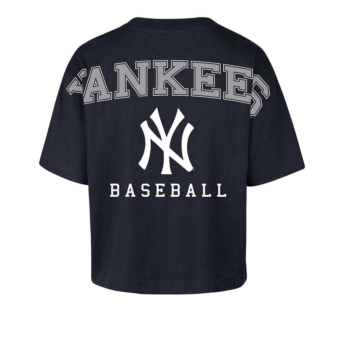 NEW YORK YANKEES WOMEN'S '47 BRAND BACK OUT CITY CROP T-SHIRT - NAVY