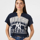 NEW YORK YANKEES WOMEN'S '47 BRAND WIN BIG OVERSIZED NOTCH NECK T-SHIRT - NAVY