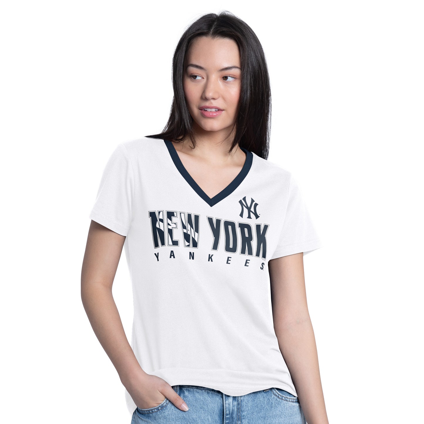 NEW YORK YANKEES WOMEN'S G-III 4HER BY CARL BANKS BEST TEAM T-SHIRT - WHITE