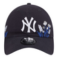 NEW YORK YANKEES WOMEN'S NEW ERA WILDFLOWER CASUAL CLASSIC ADJUSTABLE HAT - NAVY