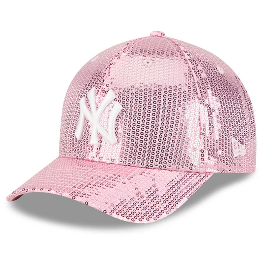 NEW YORK YANKEES WOMEN'S SEQUIN 9FORTY M-CROWN SNAPBACK HAT - PINK