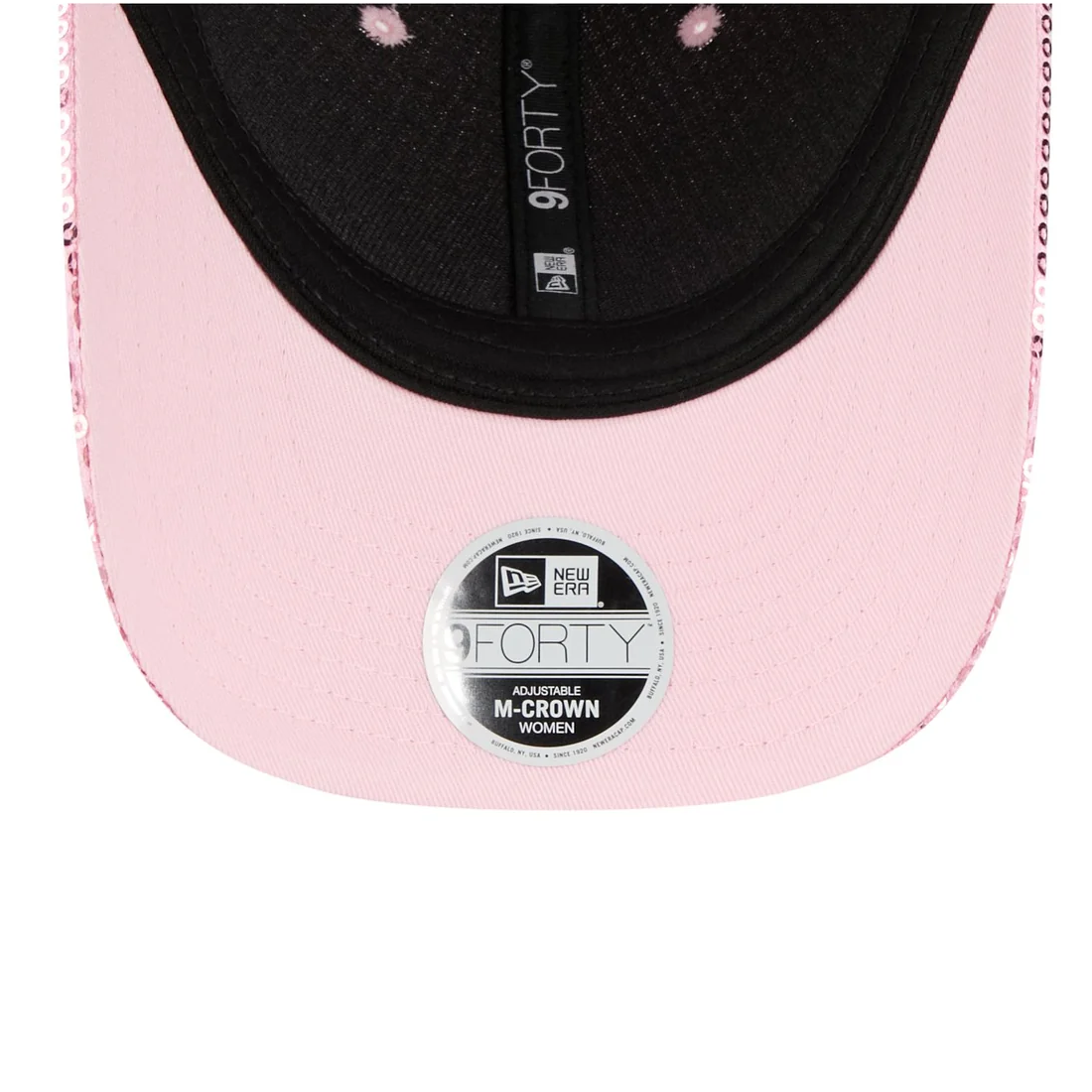 NEW YORK YANKEES WOMEN'S SEQUIN 9FORTY M-CROWN SNAPBACK HAT - PINK