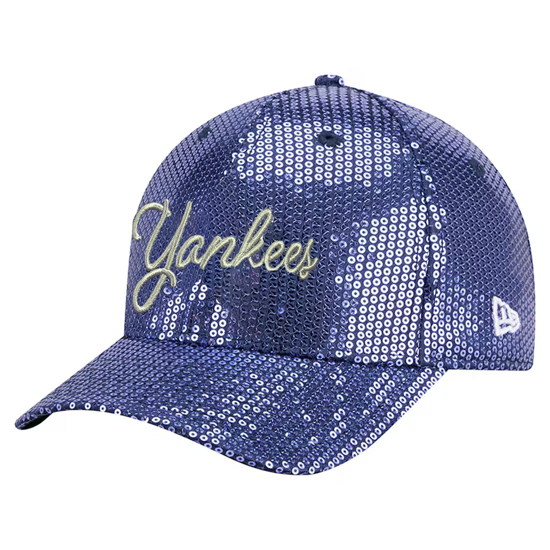 NEW YORK YANKEES WOMEN'S SEQUIN SCRIPT 9FORTY M-CROWN ADJUSTABLE HAT - NAVY