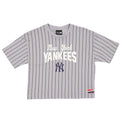 NEW YORK YANKEES WOMEN'S THROWBACK PINSTRIPE CROPPED T-SHIRT - GREY