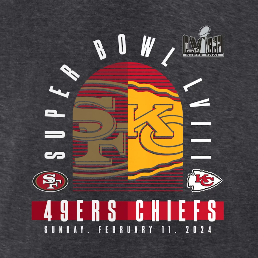 NFL KANSAS CITY CHIEFS VS. SAN FRANCISCO 49ERS SUPER BOWL LVIII 2023 MEN'S FINAL BATTLE T-SHIRT