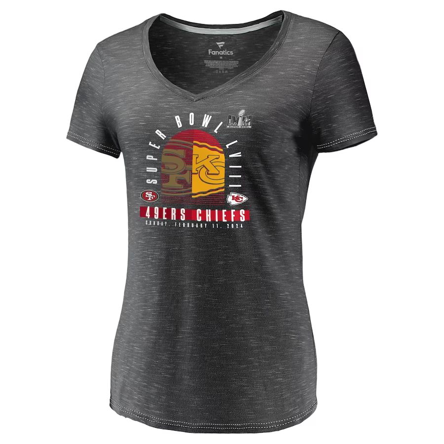 NFL KANSAS CITY CHIEFS VS. SAN FRANCISCO 49ERS SUPER BOWL LVIII 2023 WOMEN'S FINAL BATTLE T-SHIRT