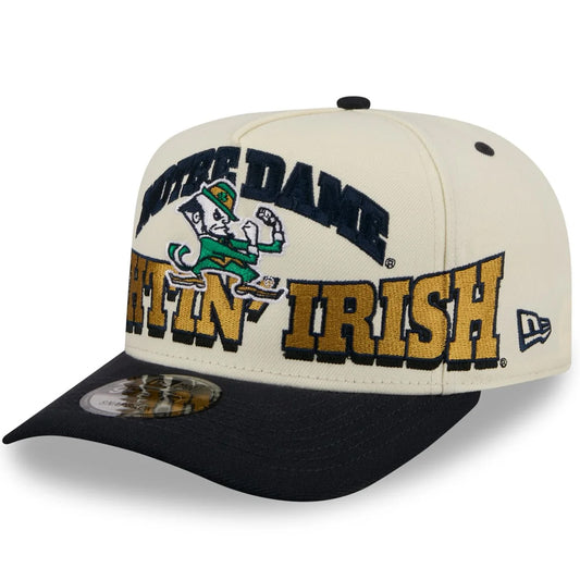 NORTE DAME FIGHTING IRISH MARCH MADNESS 9FIFTY A-FRAME SNAPBACK HAT - CHROME WHITE/NAVY