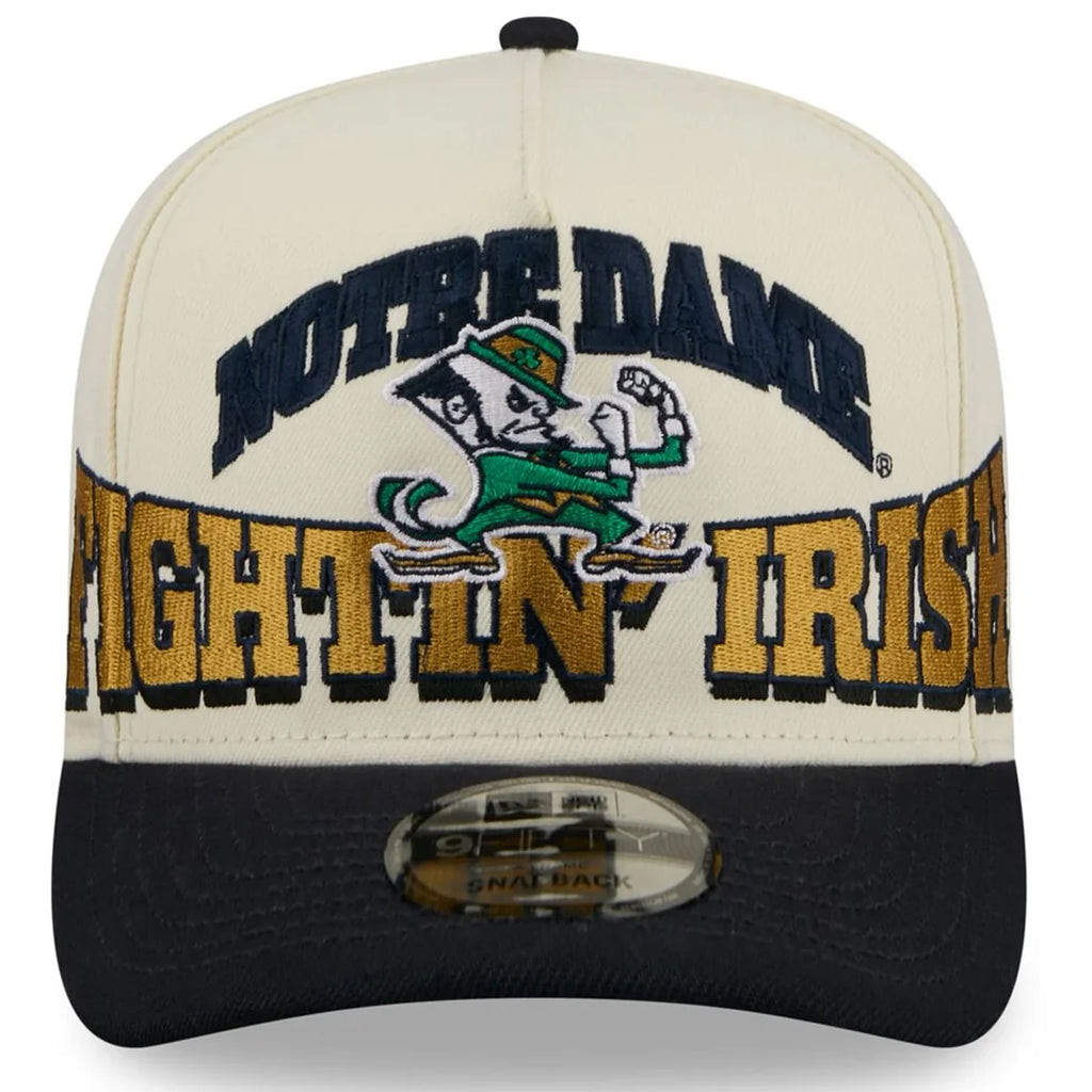 NORTE DAME FIGHTING IRISH MARCH MADNESS 9FIFTY A-FRAME SNAPBACK HAT - CHROME WHITE/NAVY