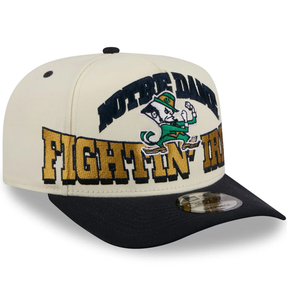 NORTE DAME FIGHTING IRISH MARCH MADNESS 9FIFTY A-FRAME SNAPBACK HAT - CHROME WHITE/NAVY