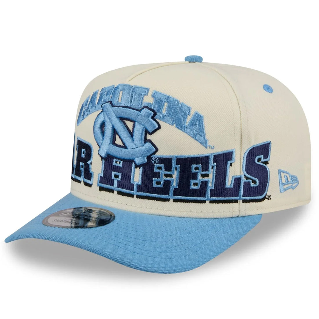 NORTH CAROLINA TARHEELS MARCH MADNESS 9FIFTY A-FRAME SNAPBACK HAT - CHROME WHITE/POWDER BLUE