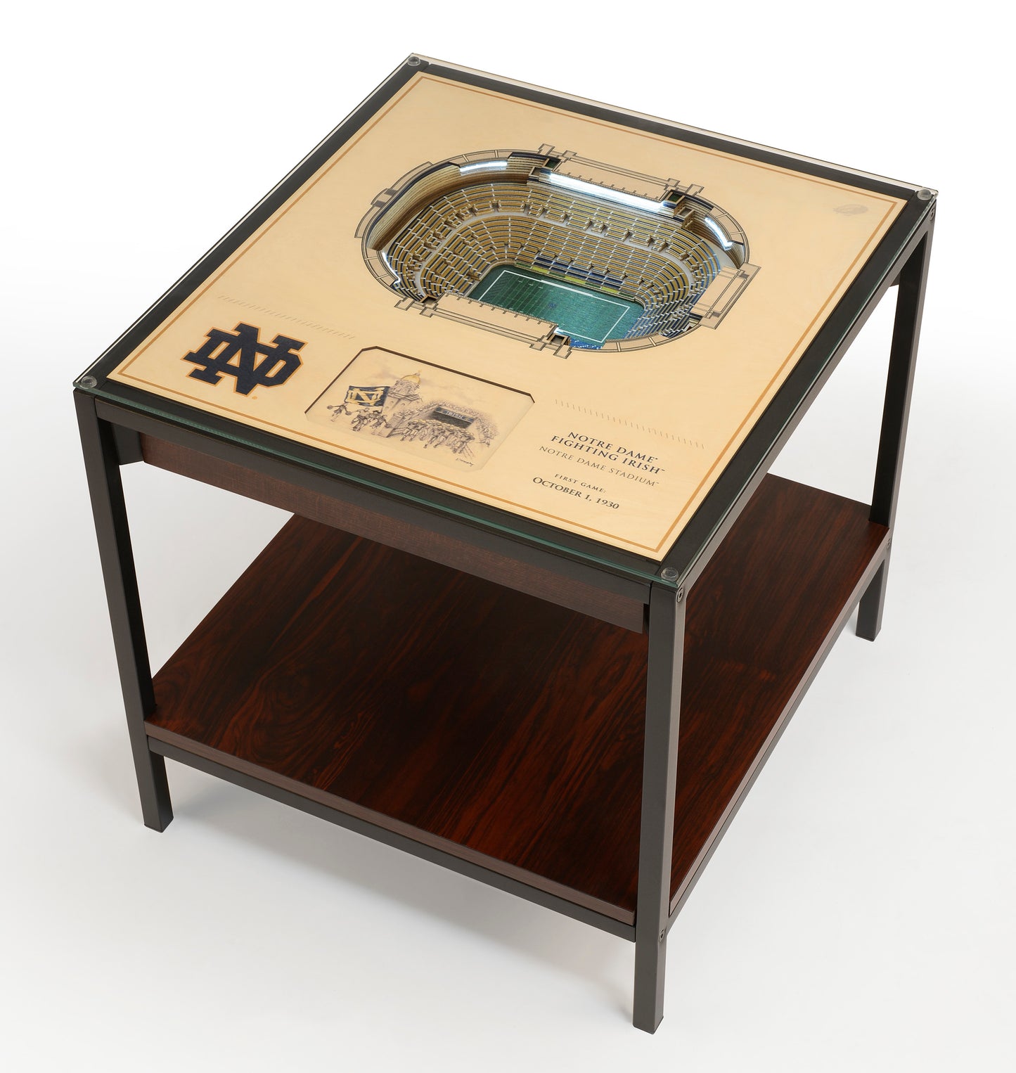 NOTRE DAME FIGHTING IRISH 25 LAYER 3D STADIUM LIGHTED END TABLE