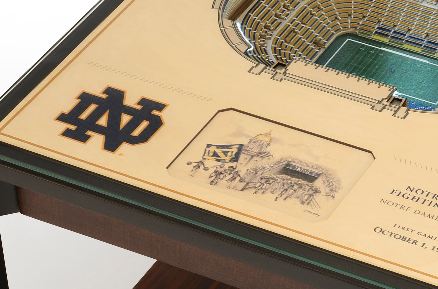 NOTRE DAME FIGHTING IRISH 25 LAYER 3D STADIUM LIGHTED END TABLE