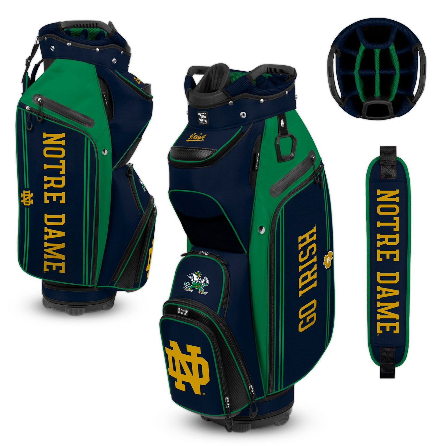 NOTRE DAME FIGHTING IRISH TEAM EFFORT BUCKET III COOLER CART GOLF BAG