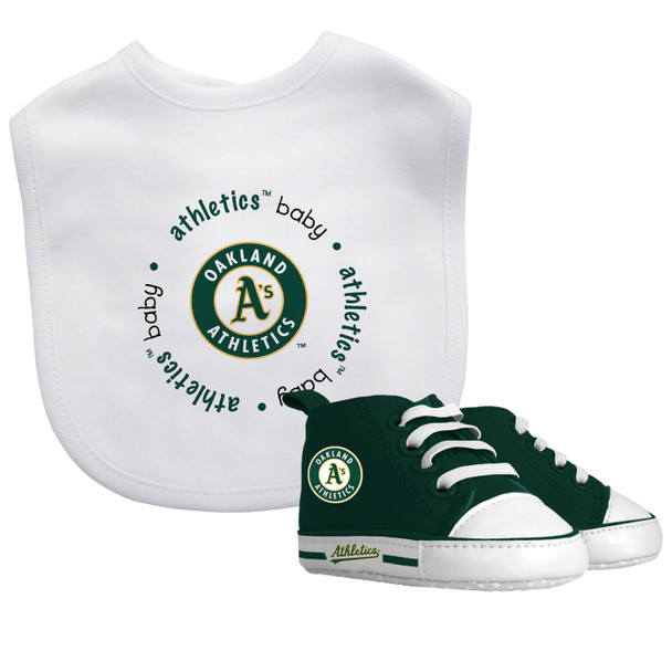 OAKLAND ATHLETICS BABY 2PC BIB AND PRE-WALKERS GIFT SET