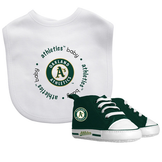 SET DE REGALO DE BABERO Y PRE-Caminante DE 2 PIEZAS PARA BEBÉ OAKLAND ATHLETICS