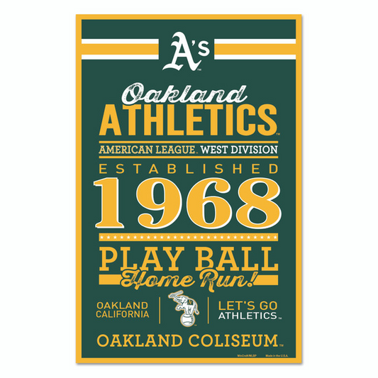 OAKLAND ATHLETICS HOME WORDAGE 11X17 WALL SIGN