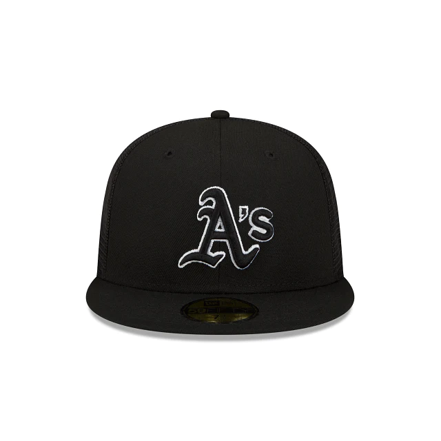 SOMBRERO DE PRÁCTICAS DE BATEO 2022 DE OAKLAND ATHLETICS PARA HOMBRE 59FIFTY AJUSTADO-NEGRO/BLANCO