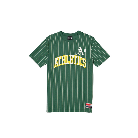 ATHLETICS MEN'S THROWBACK PINSTRIPE T-SHIRT - GREEN