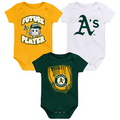 OAKLAND ATHLETICS NEWBORN MINOR LEAGUE PLAYER 3 PIECE ONESIE SET