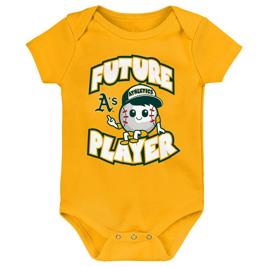OAKLAND ATHLETICS NEWBORN MINOR LEAGUE PLAYER 3 PIECE ONESIE SET
