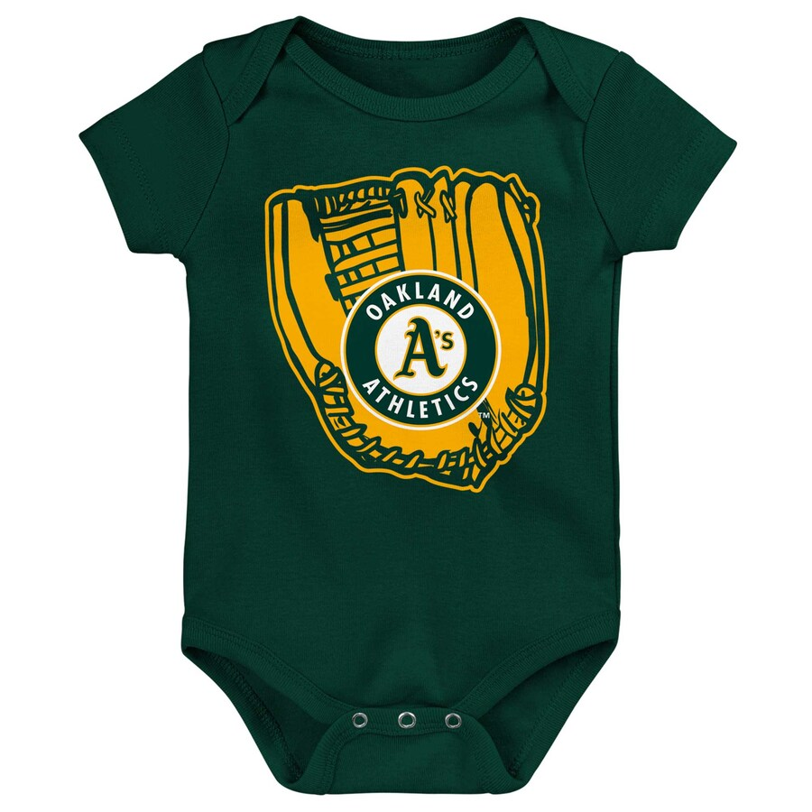 OAKLAND ATHLETICS NEWBORN MINOR LEAGUE PLAYER 3 PIECE ONESIE SET