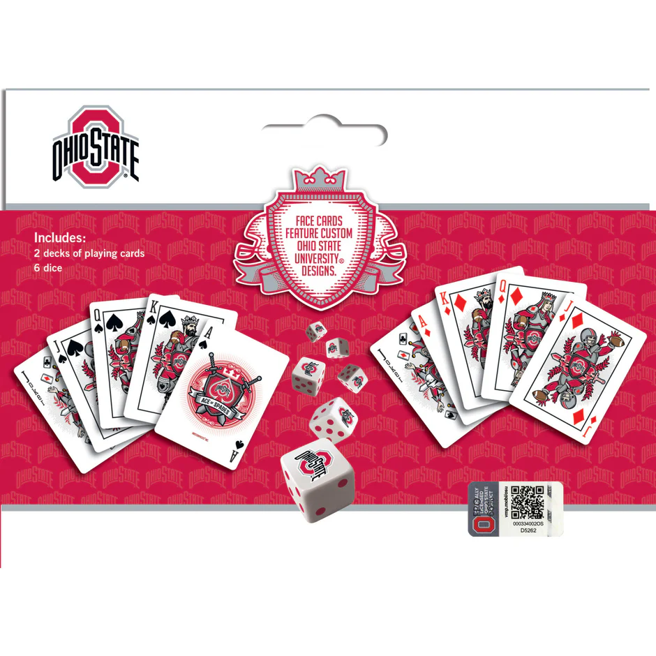 JUEGO DE TARJETAS Y DADOS 2PK DE BUCKEYES DEL ESTADO DE OHIO