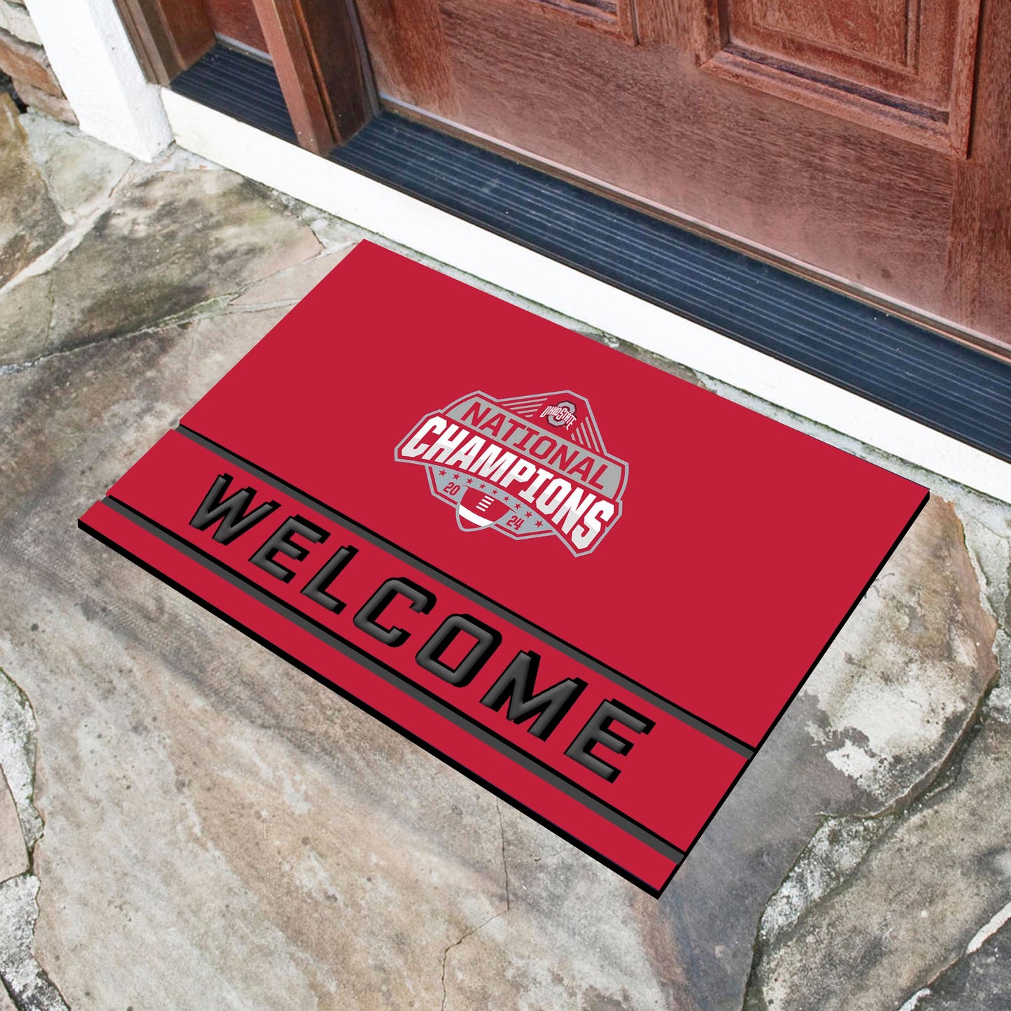 OHIO STATE BUCKEYES 2024 NCAA NATIONAL CHAMPIONS 19" X 30" CRUMB RUBBER DOOR MAT