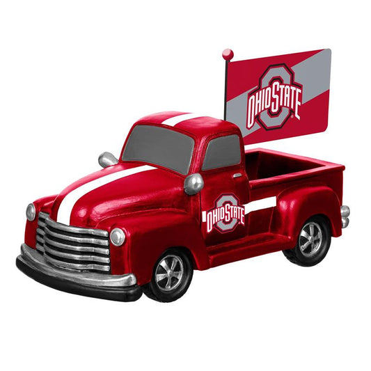 OHIO STATE BUCKEYES 9" RALLY TRUCK GARDEN STATUE WITH FLAG
