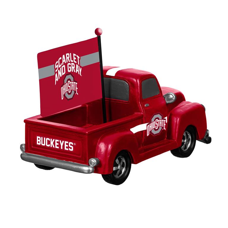 OHIO STATE BUCKEYES 9" RALLY TRUCK GARDEN STATUE WITH FLAG