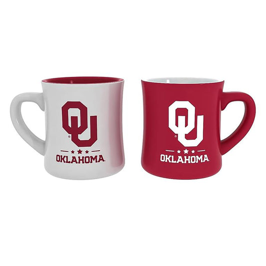 OKLAHOMA SOONERS 10OZ CERAMIC CUP 2-PIECE SET 