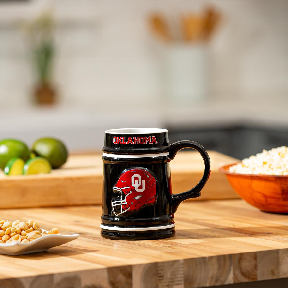 OKLAHOMA SOONERS 24OZ CERAMIC STEIN CUP WITH GIFT BOX