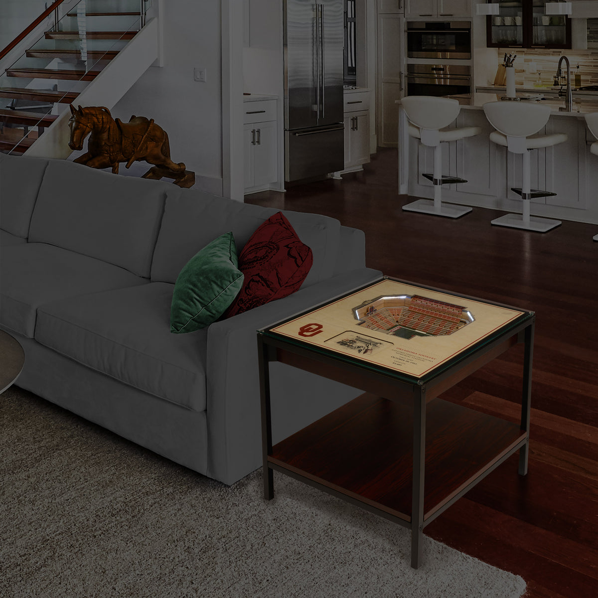OKLAHOMA SOONERS 25 LAYER 3D STADIUM LIGHTED END TABLE
