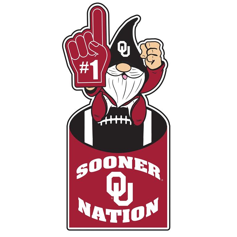 OKLAHOMA SOONERS GNOME METAL 10" x 30" OUTDOOR SIGN
