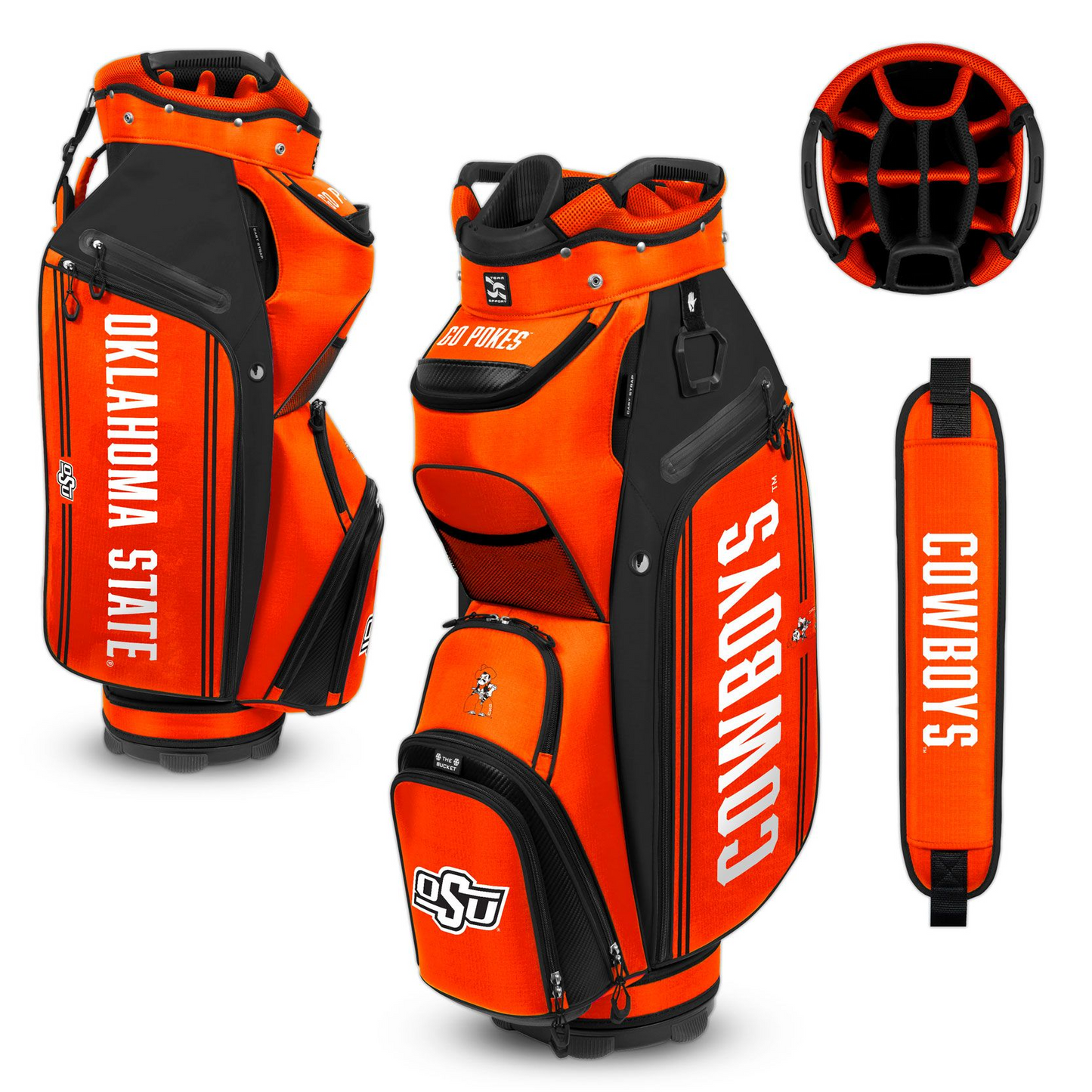 OKLAHOMA STATE COWBOYS TEAM EFFORT BUCKET III COOLER CART GOLF BAG