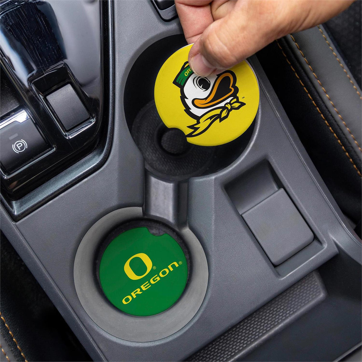 OREGON DUCKS 2-PIECE CAR COASTER SET