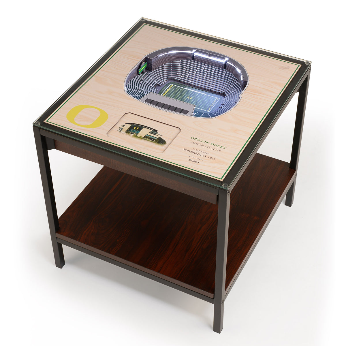 OREGON DUCKS 25 LAYER 3D STADIUM LIGHTED END TABLE