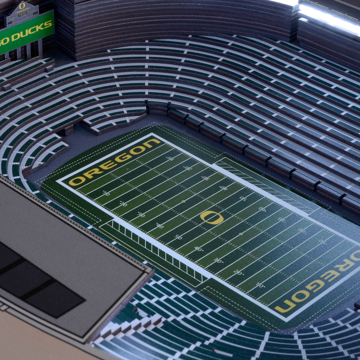 OREGON DUCKS 25 LAYER 3D STADIUM LIGHTED END TABLE