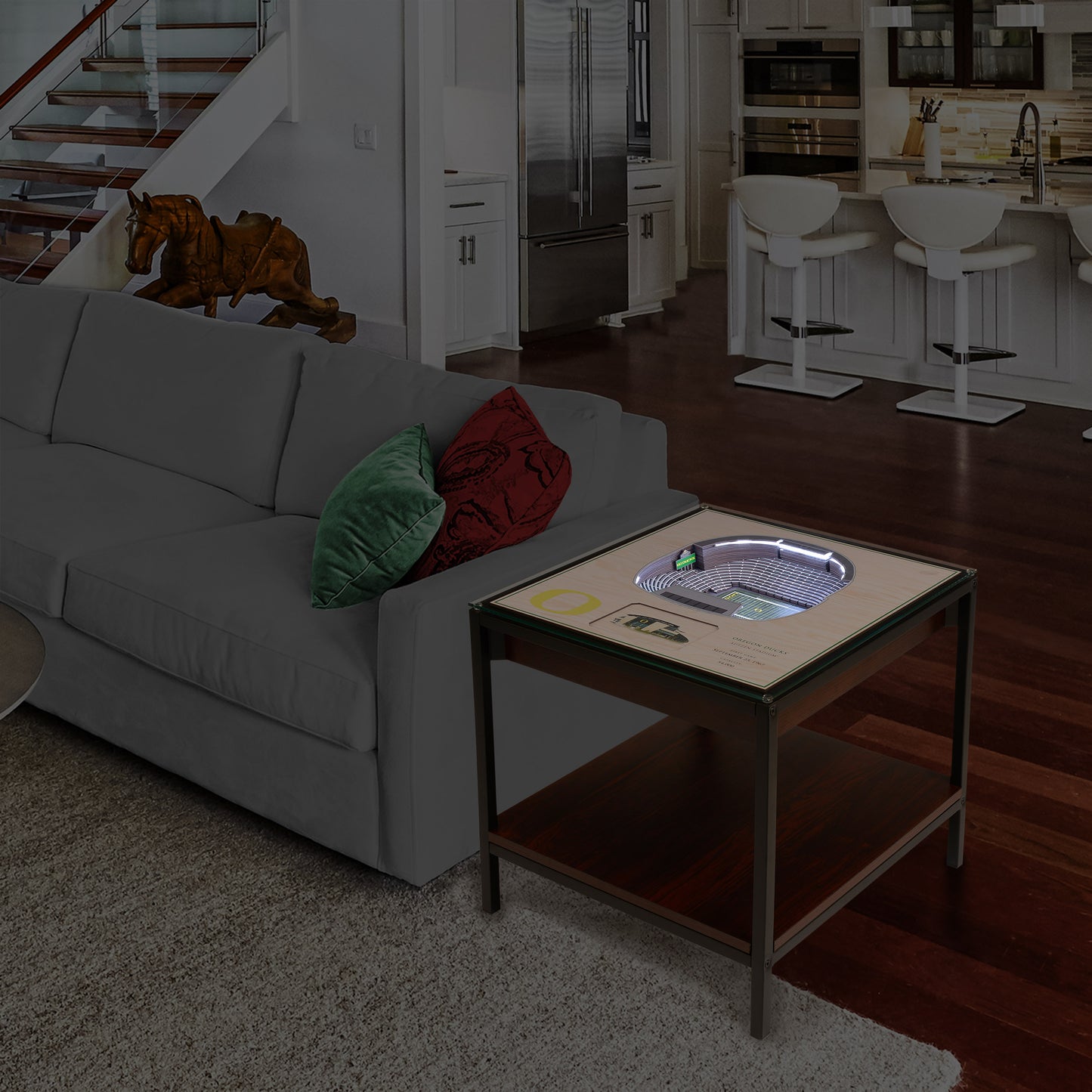 OREGON DUCKS 25 LAYER 3D STADIUM LIGHTED END TABLE