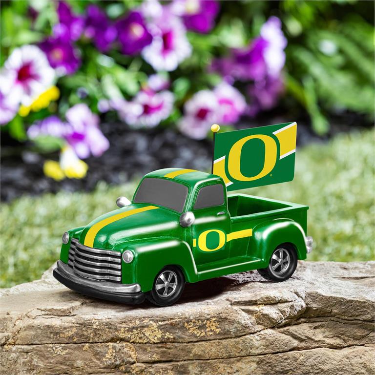 OREGON DUCKS 9" RALLY TRUCK GARDEN STATUE WITH FLAG