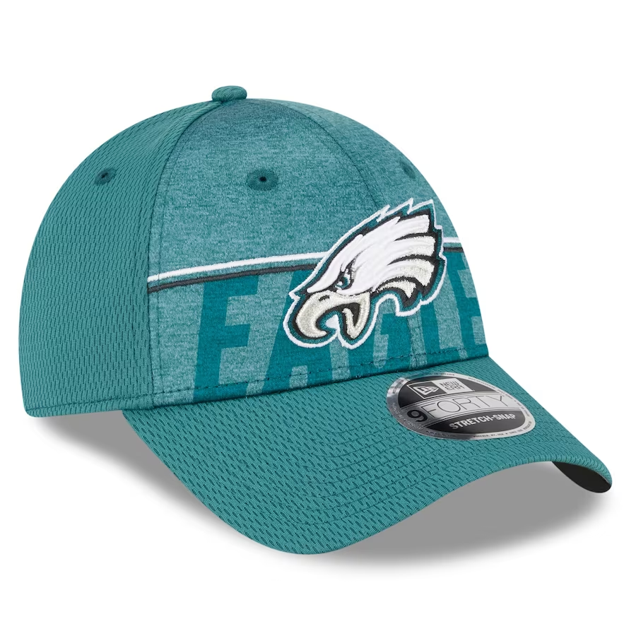 New Era Philadelphia Eagles 2023 Training Camp Stretch 9FORTY Adjustable Hat - Midnight Green, Midnight Green, POLYESTER, Size ADJ, Rally House