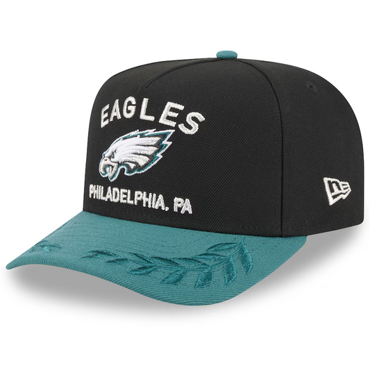 PHILADELPHIA EAGLES 2025 NFL DRAFT 9FIFTY A-FRAME SNAPBACK HAT - BLACK/GREEN