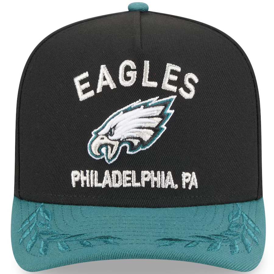 PHILADELPHIA EAGLES 2025 NFL DRAFT 9FIFTY A-FRAME SNAPBACK HAT - BLACK/GREEN